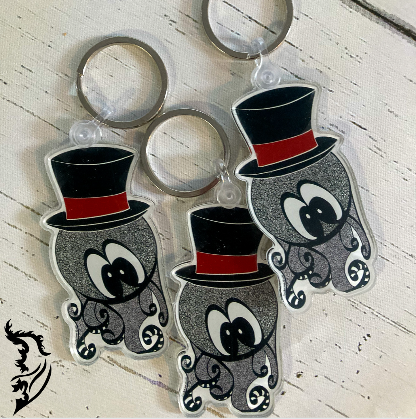 Octopus with Top Hat Hand-drawn Key Chain