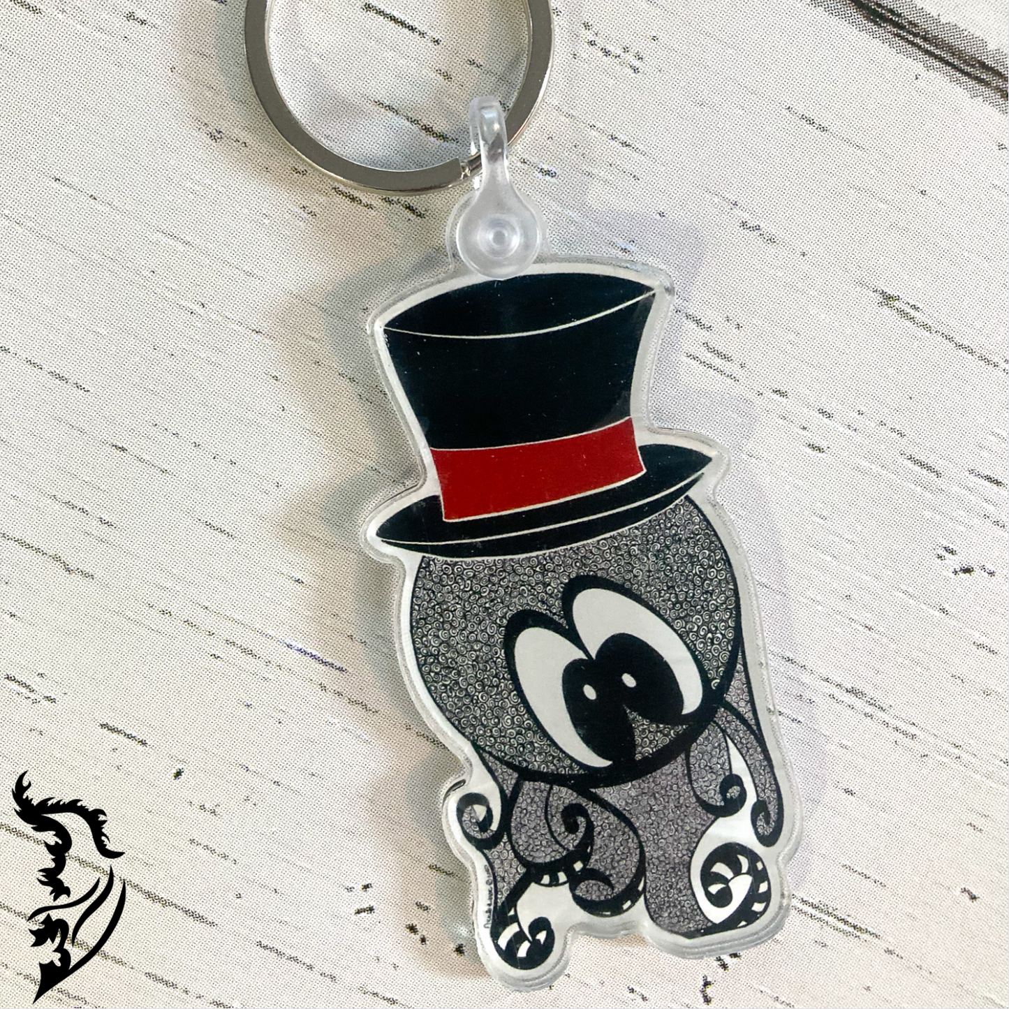 Octopus with Top Hat Hand-drawn Key Chain