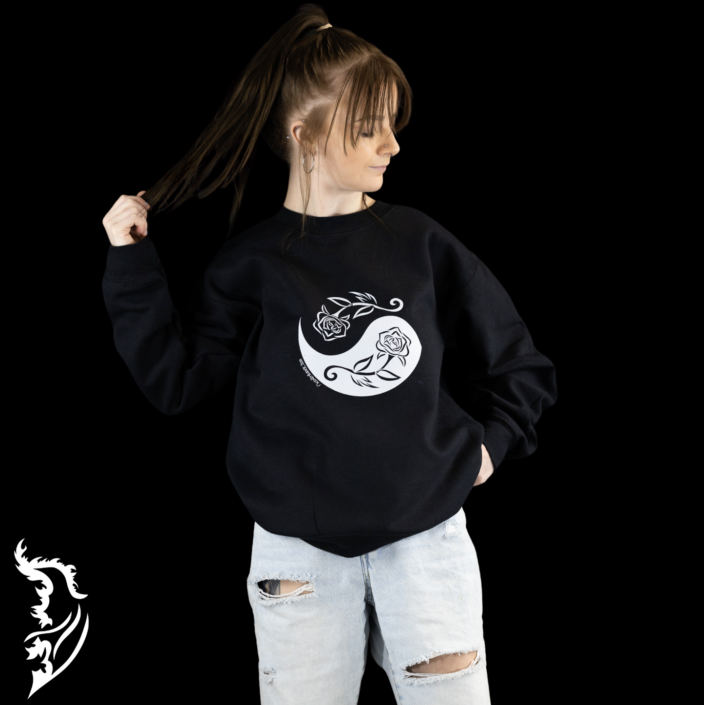 Rose | Yin and Yang Hand-drawn Sweatshirt