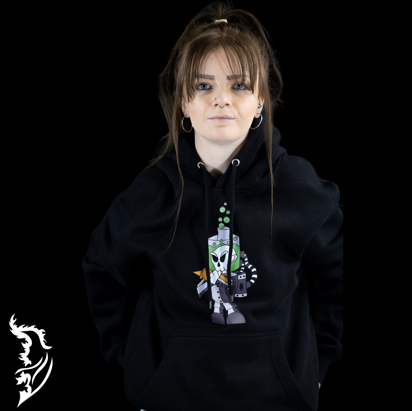 Cyborg Skeleton Fleece Lined Hand-drawn Hoodie