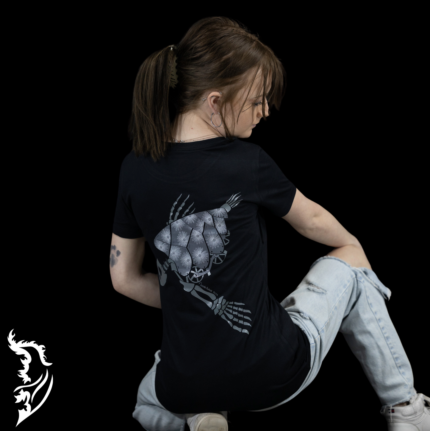 Skeleton Turtle Hand-drawn Ladies T-Shirt