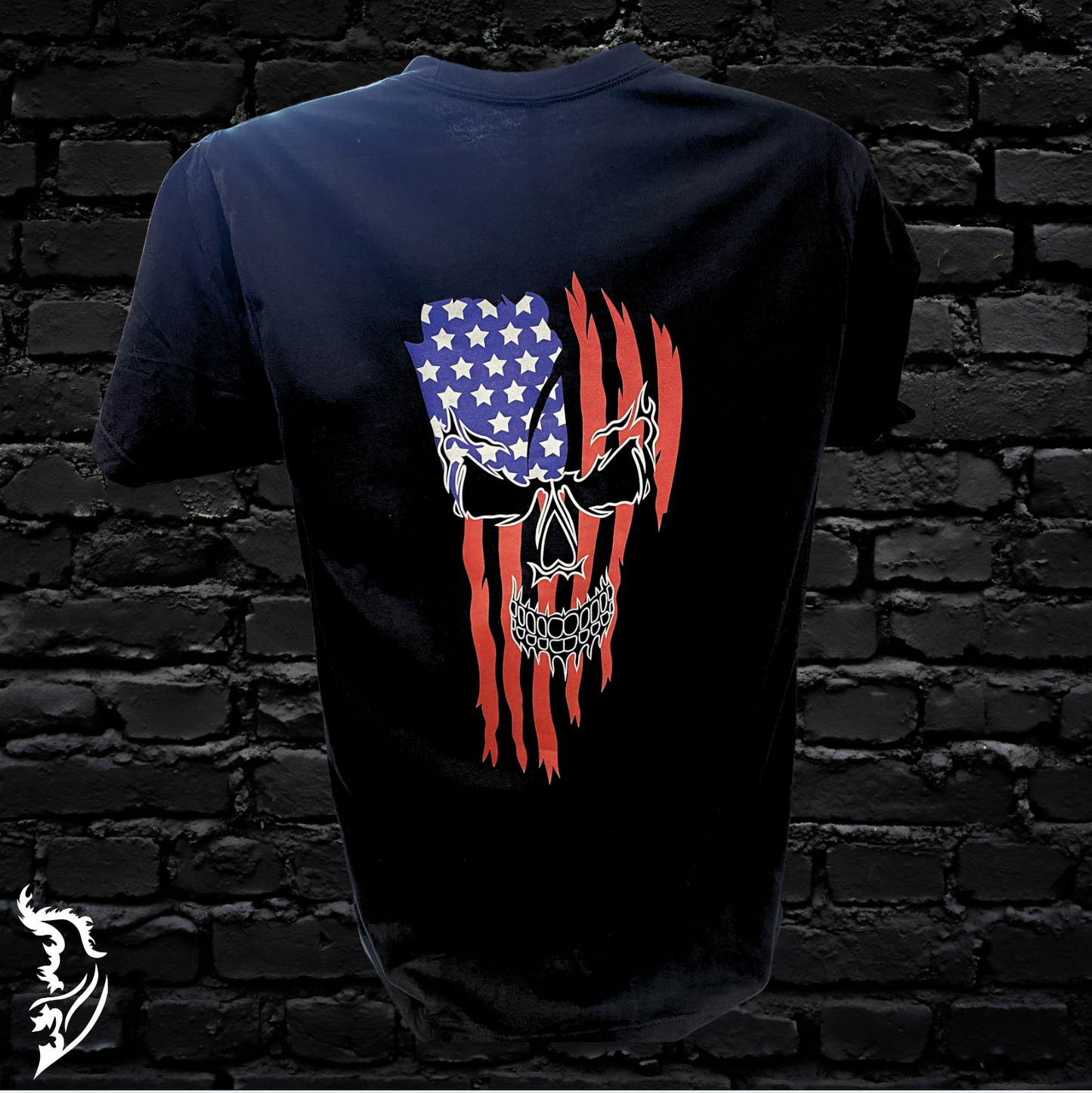 Flag & Skull Hand-drawn Men's T-Shirt