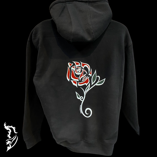 Red Rose Fleece Lined Hoodie