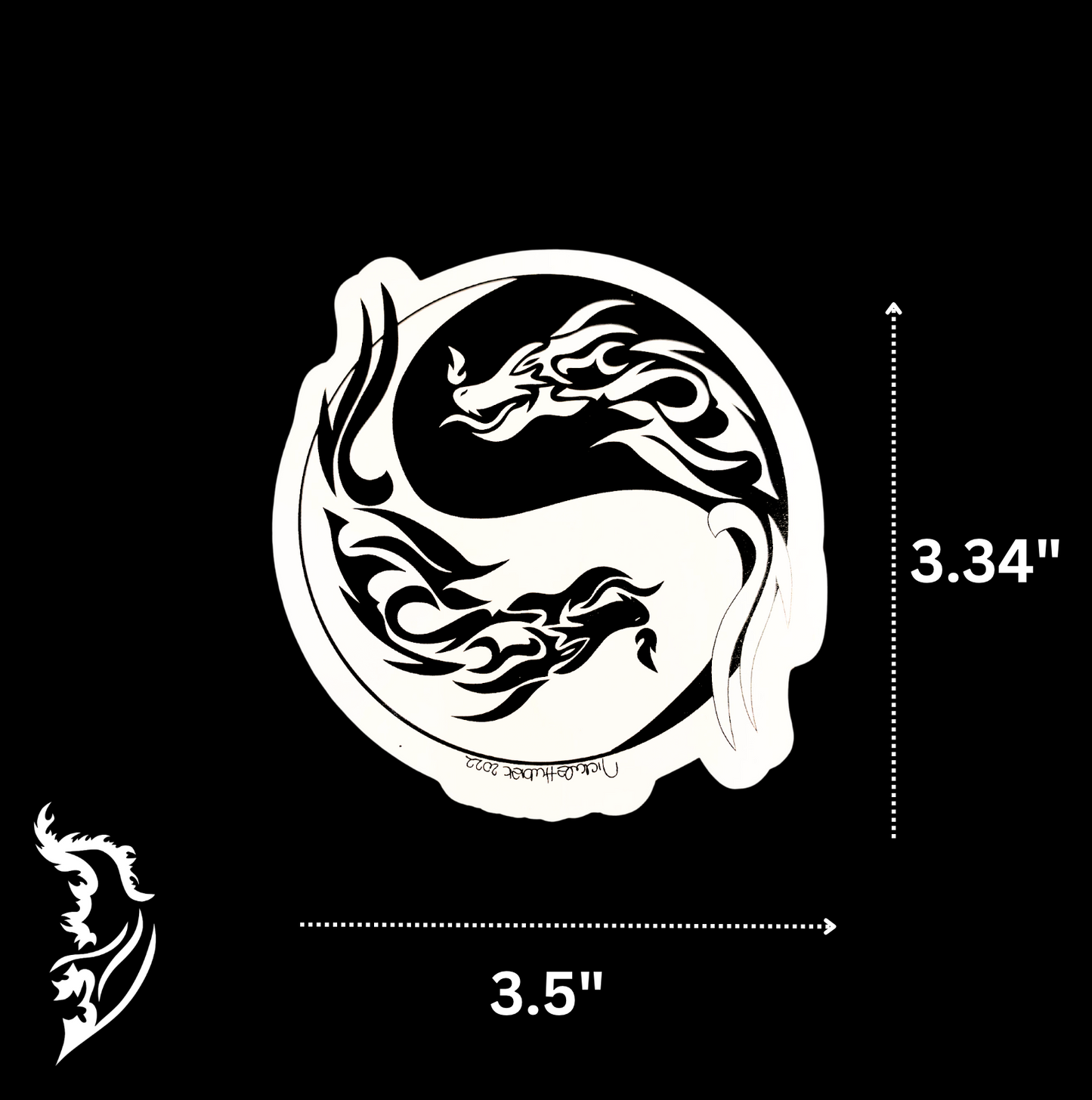 Dragon Yin & Yang Hand-drawn Vinyl Sticker