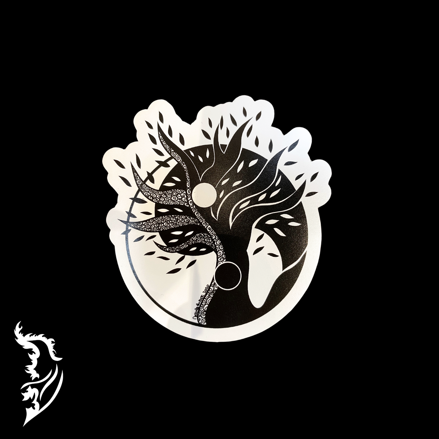 Yin and Yang Tree of Life Hand-drawn Sticker