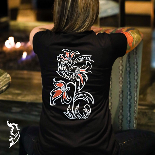 Fire Flower Hand-drawn Ladies T-Shirt