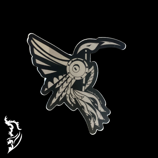 Steampunk Hummingbird Hand-drawn Vinyl Sticker