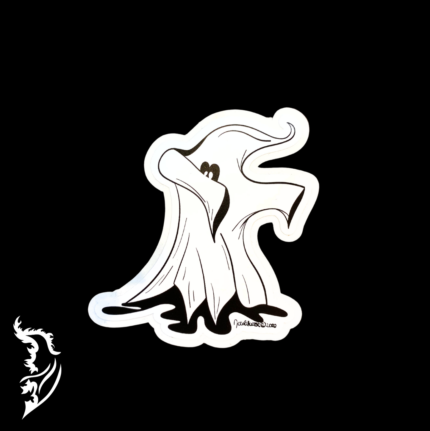 Dabbing Ghost Hand-drawn Vinyl Sticker