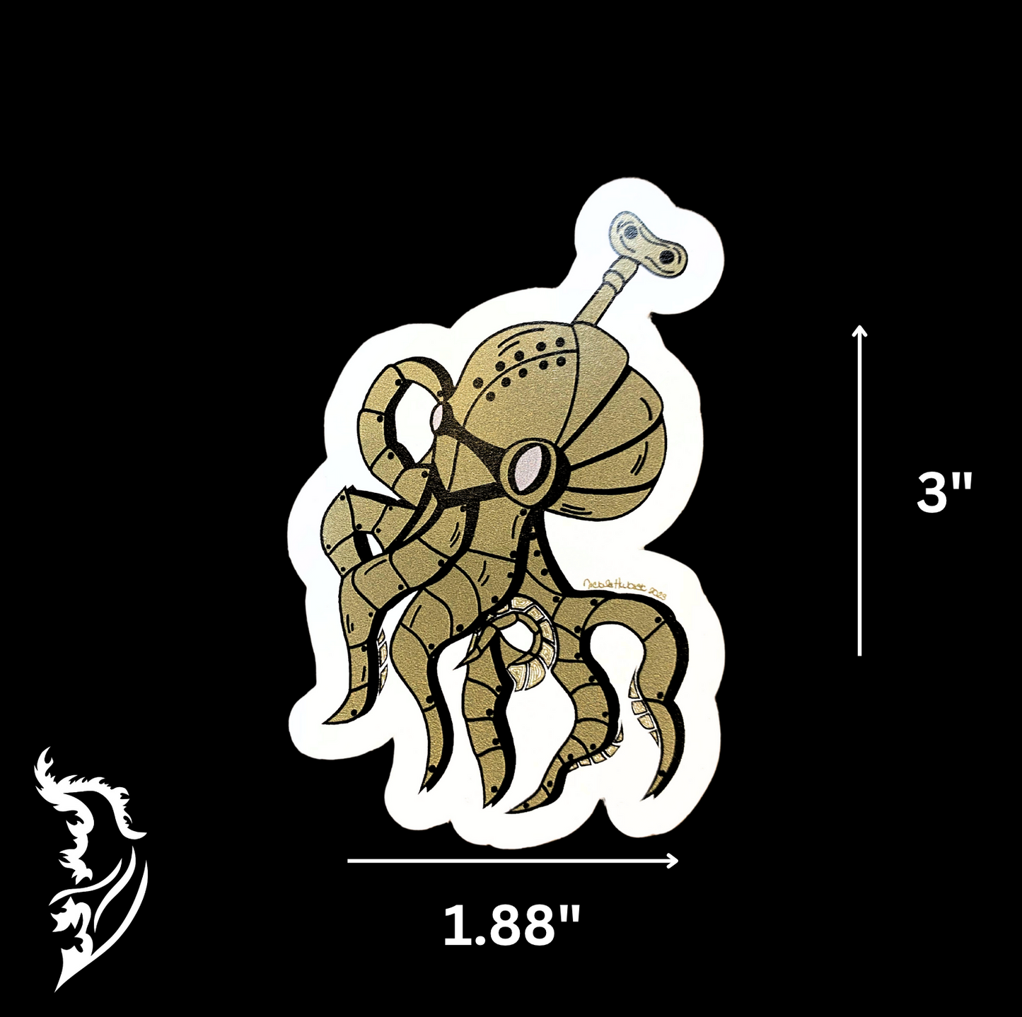 Steampunk Octopus Vinyl Hand-drawn Sticker