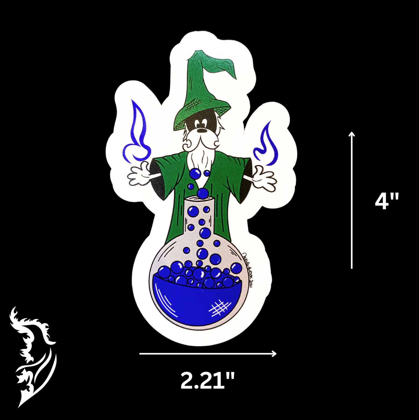 Wizard with Potion Hand-drawn Vinyl Sticker