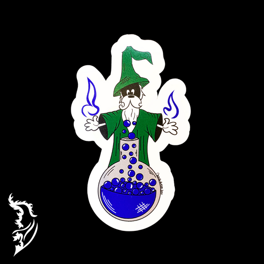 Wizard with Potion Hand-drawn Vinyl Sticker