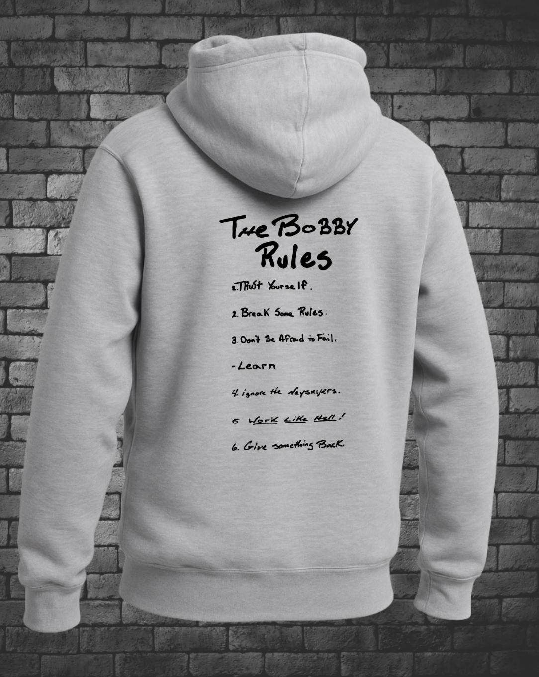 Bobby Rules Gray Pullover Hoodies Back | Wholesale - Street Style By Nickola