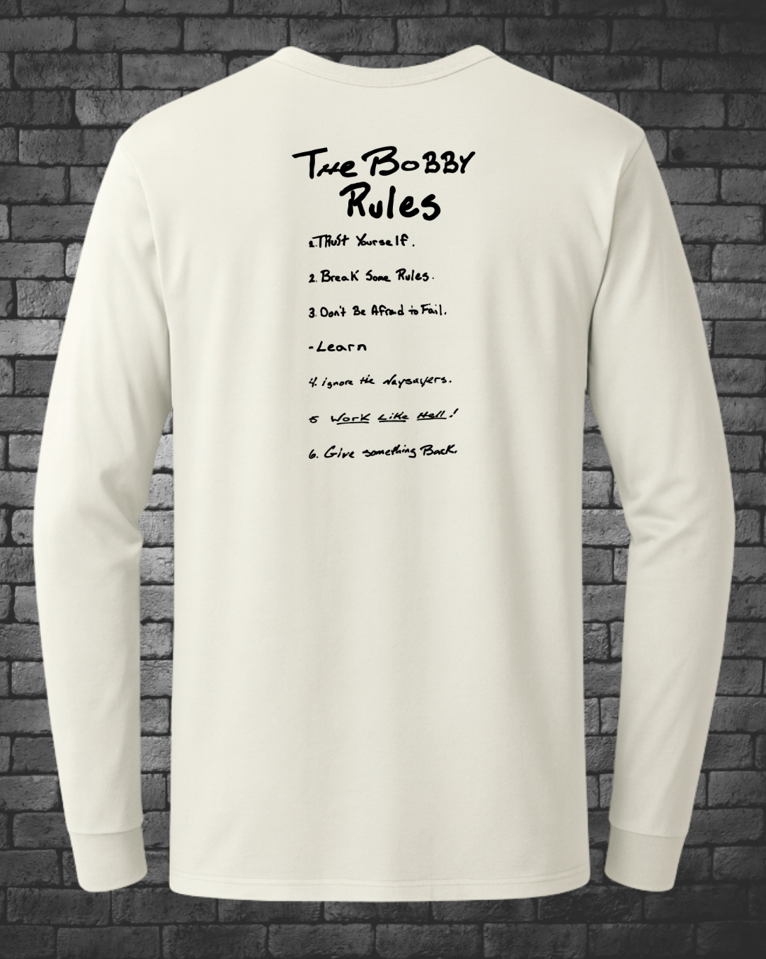 Bobby Rules White Long Sleeve Back | Wholesale - Street Style By Nickola