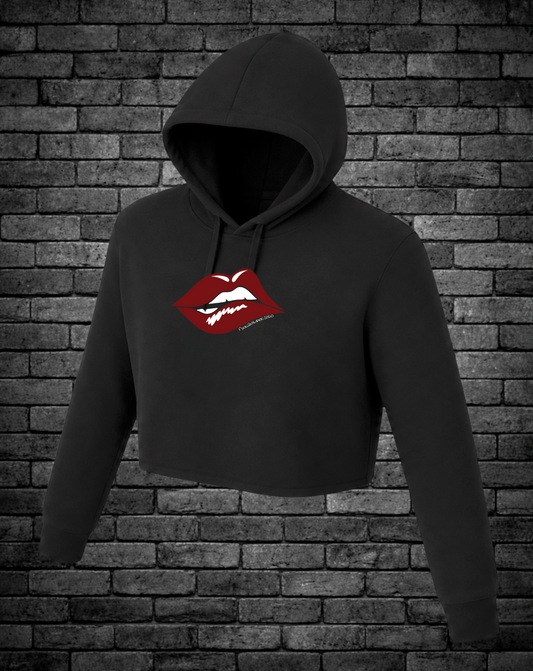 Red Lips Cropped Hoodie
