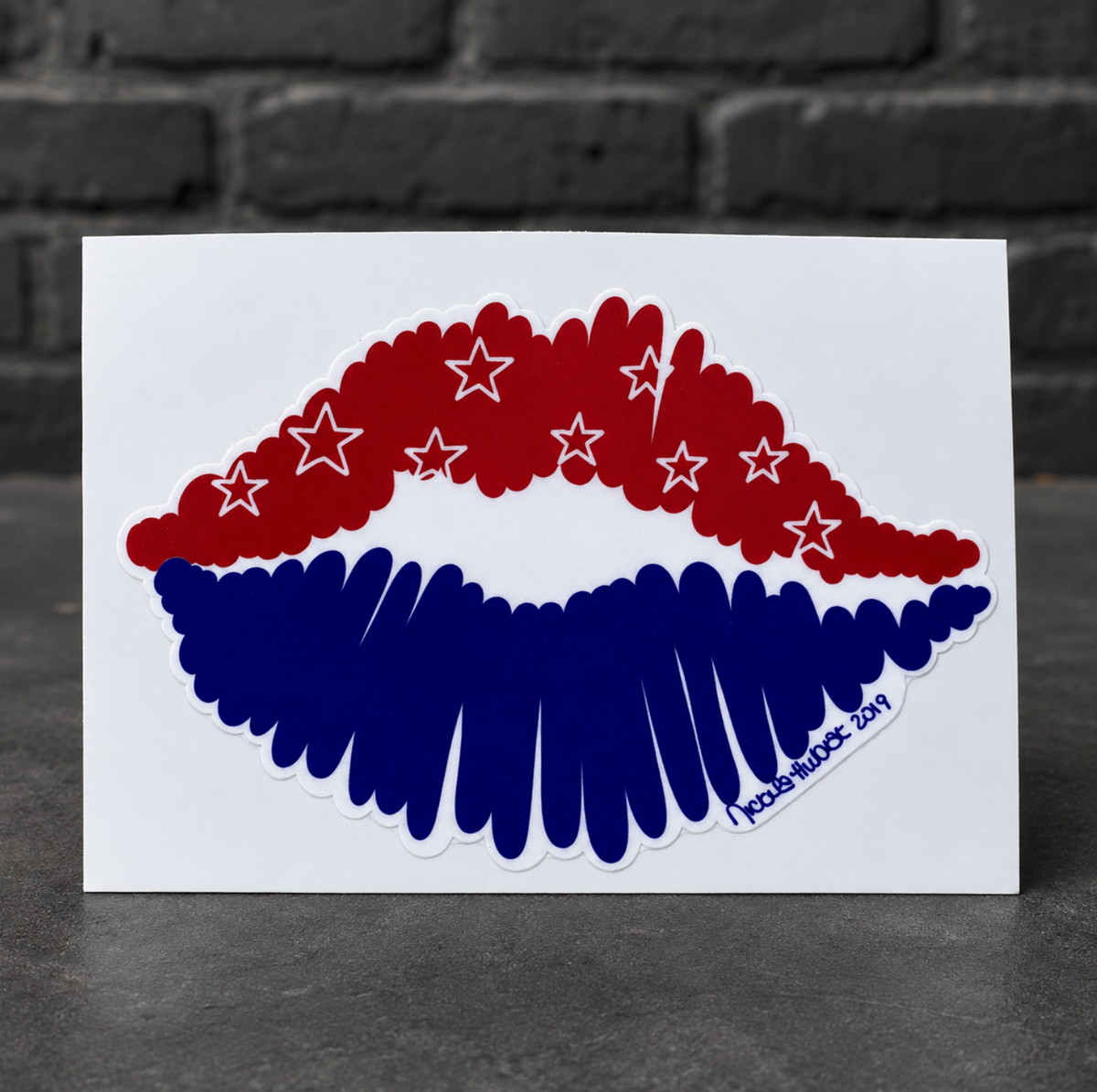 Patriotic Lips UV Sticker