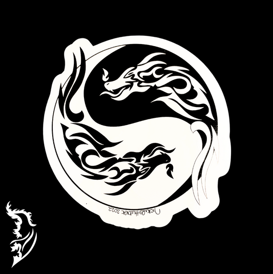 Dragon Yin & Yang Hand-drawn Vinyl Sticker