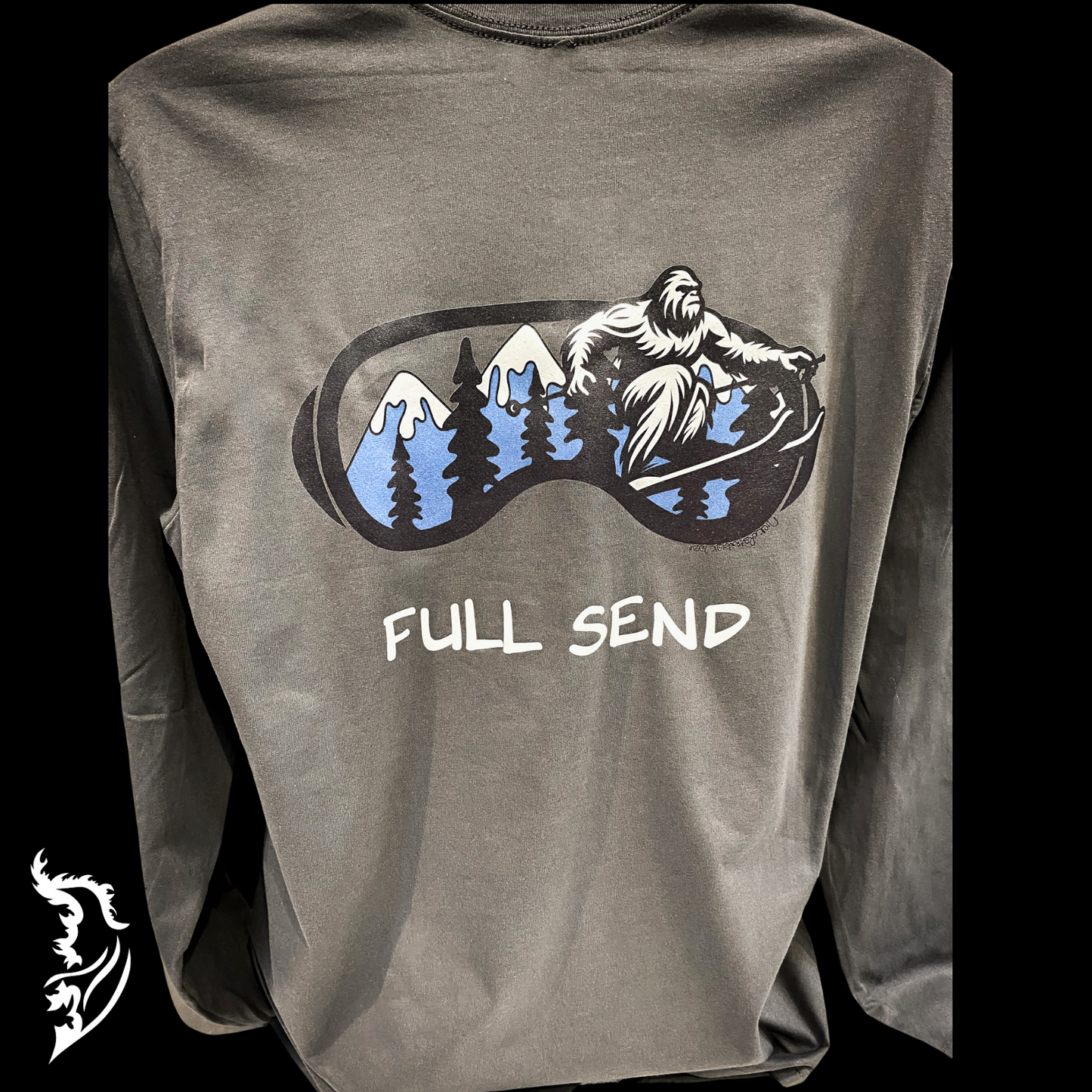 Full Send - Sasquatch Skiing Hand-drawn Long Sleeve