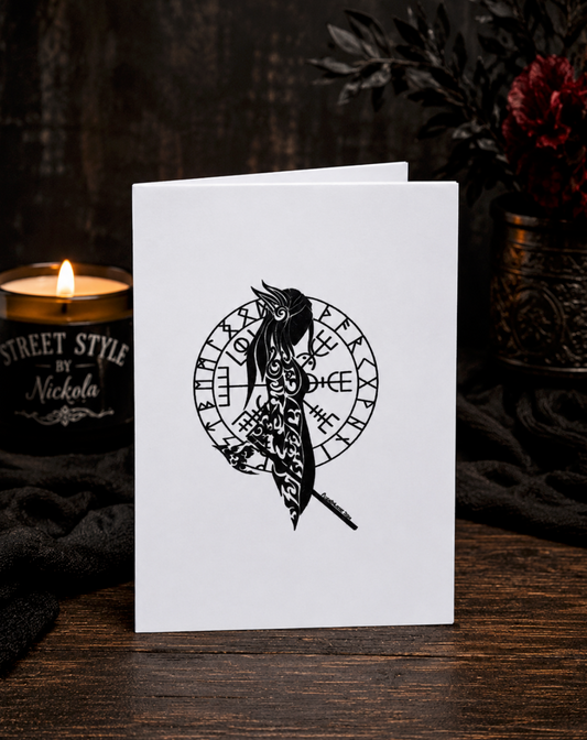 Discover the formidable force of our hand-drawn Shield Maiden, ancient Norse warriors whose courage and skill have fascinated us through the ages. These fierce fighters, also called "skjaldmaer," fearlessly took to the battlefield.