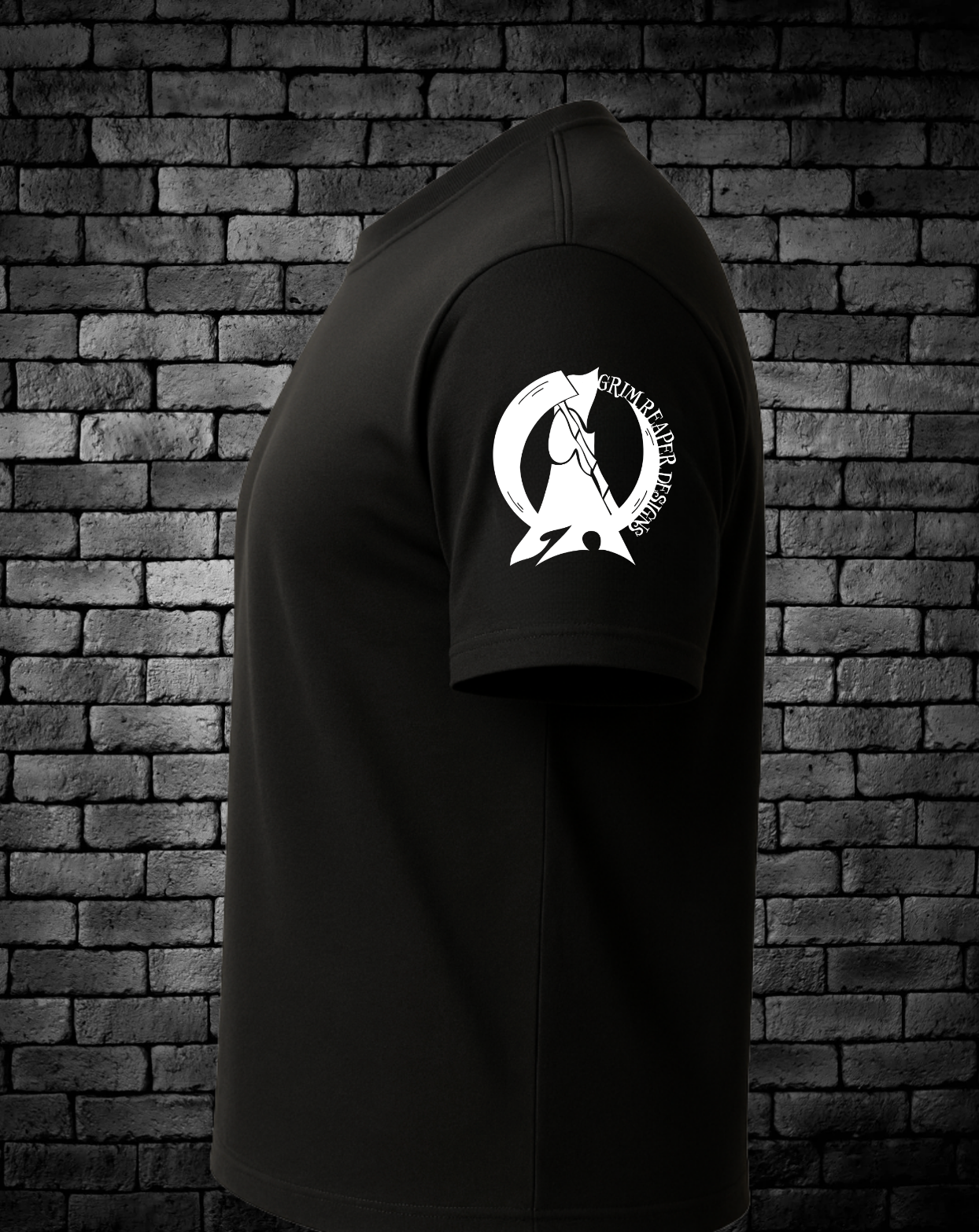 Grim Reaper Designs Logo on right sleeve