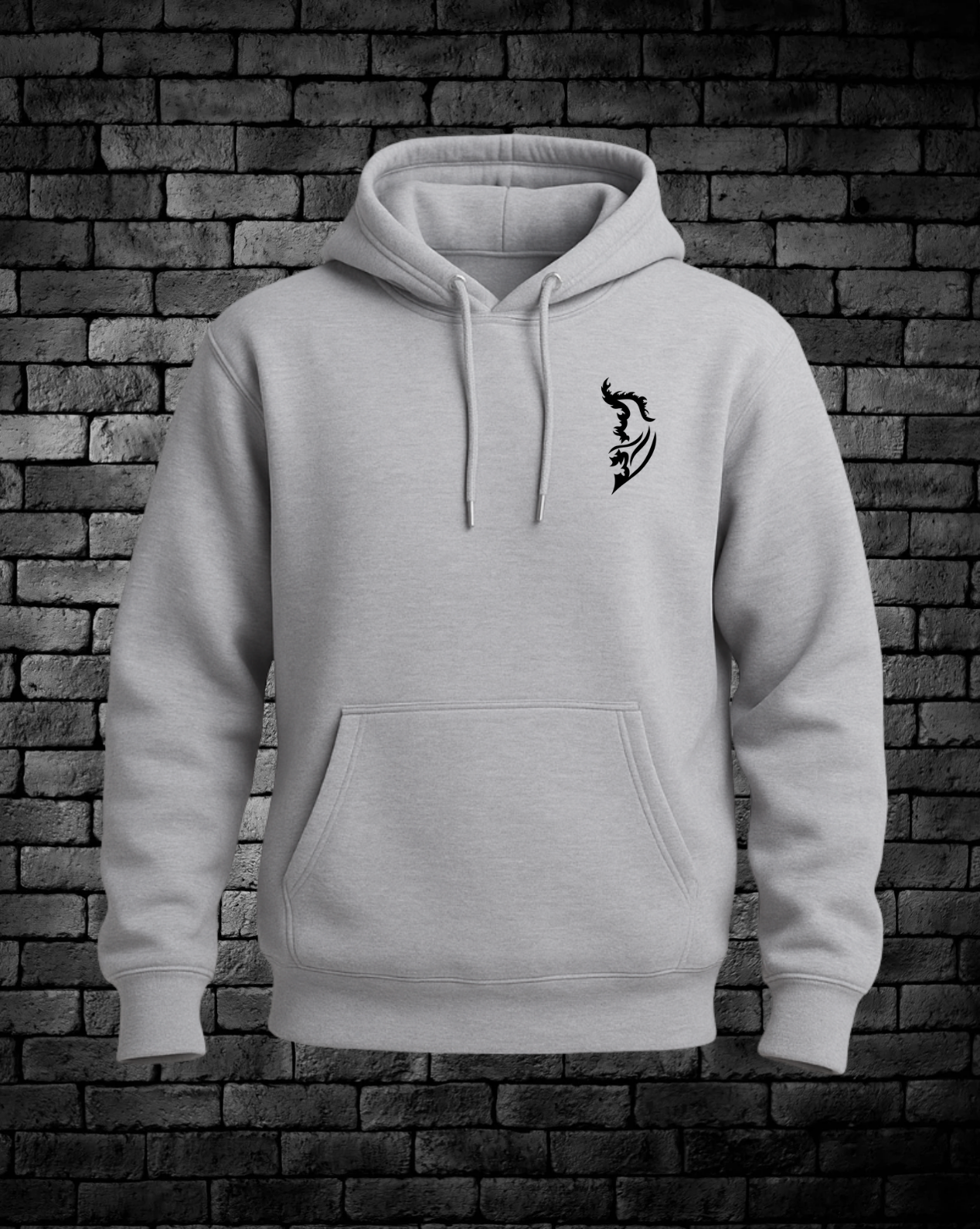 Black Angel Wing Logo on front left chest