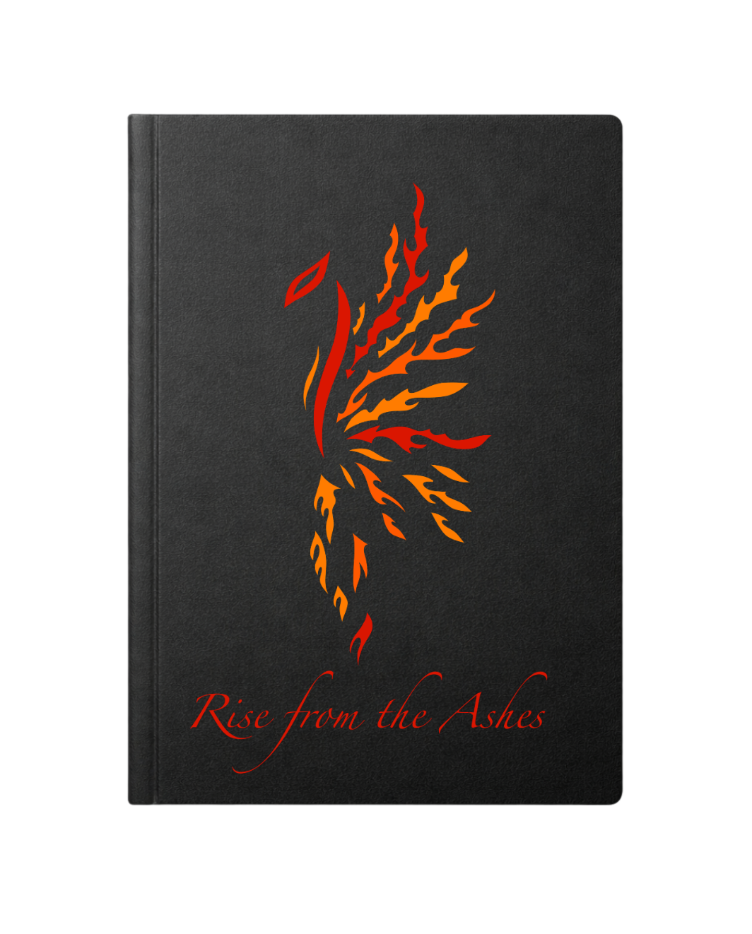 Black soft cover journal with Rise from The Ashes Phoenix Hand-drawn  design by Street Style by Nickola