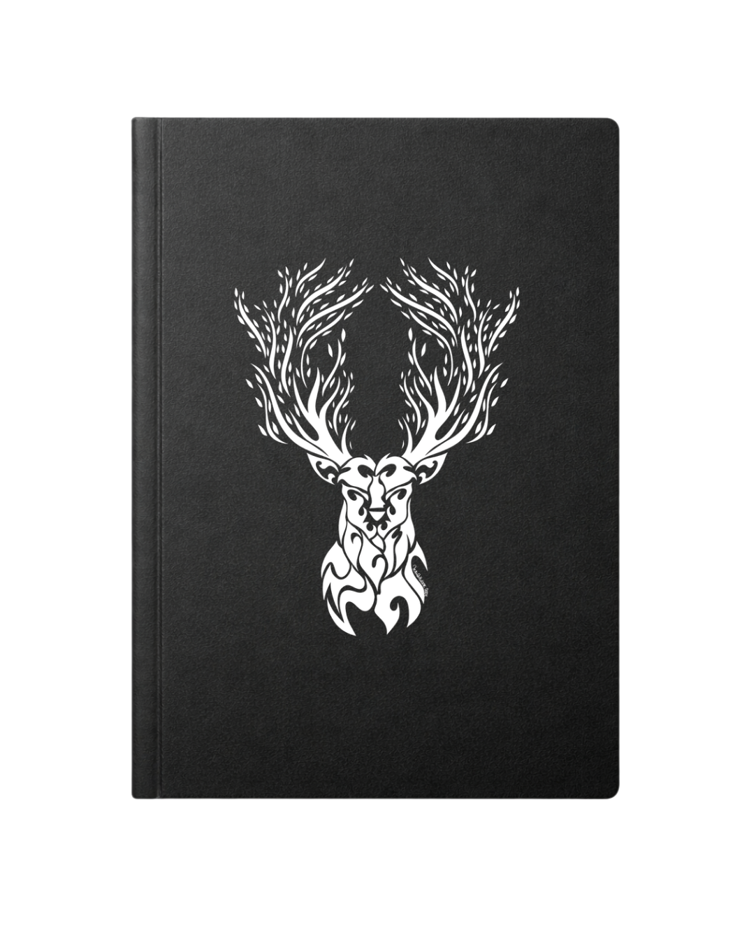 Black soft cover journal with hand-drawn Stag design by Street Style by Nickola