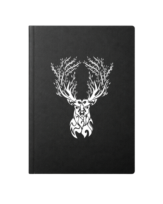 Black soft cover journal with hand-drawn Stag design by Street Style by Nickola