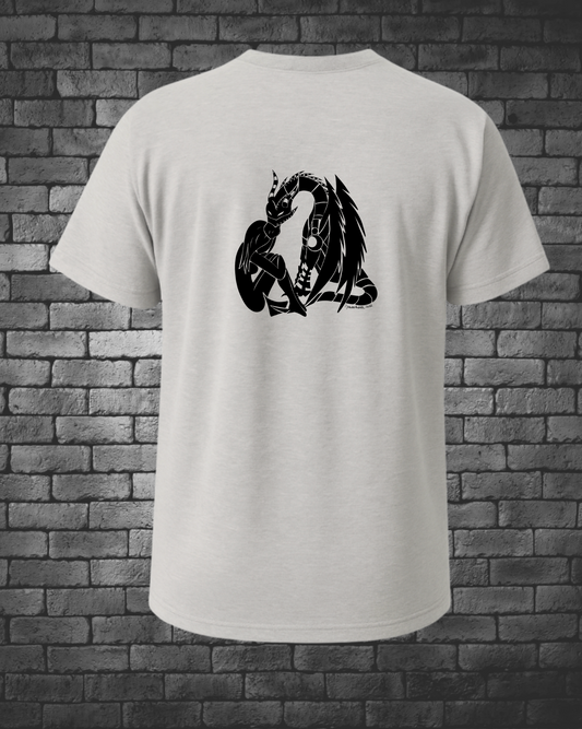 Hand-drawn Black Girl with Steampunk Dragon hovering over her