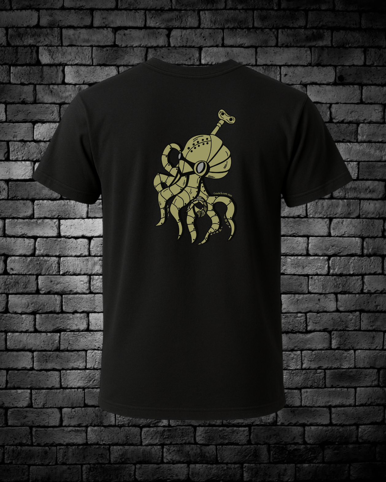 Hand-drawn Bronze Steampunk Octopus