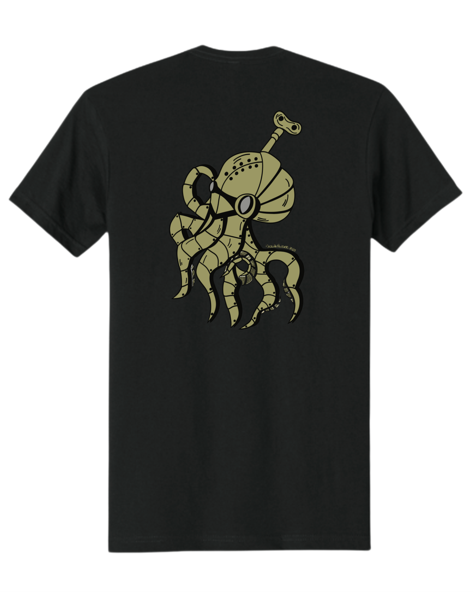 Hand-drawn Bronze Steampunk Octopus