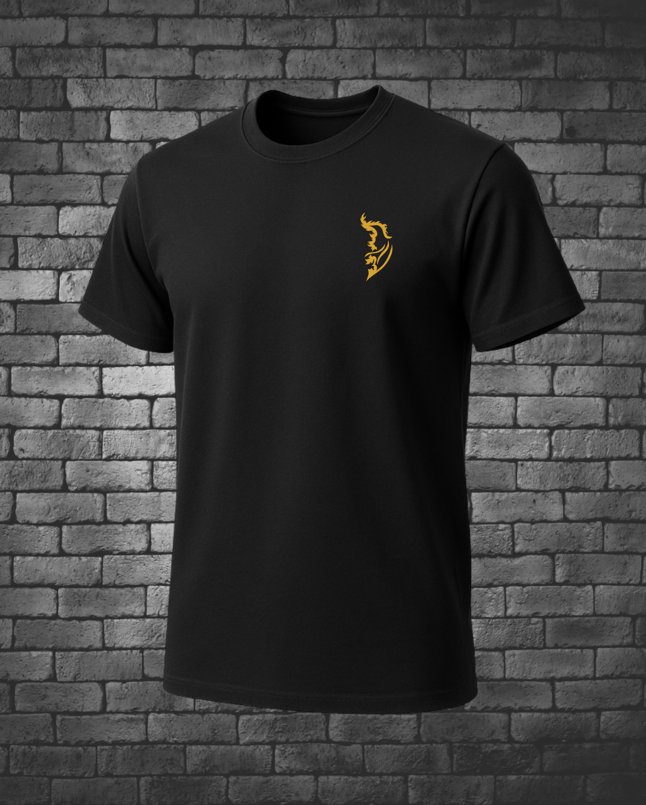 Yellow Angel Wing Logo on front left chest