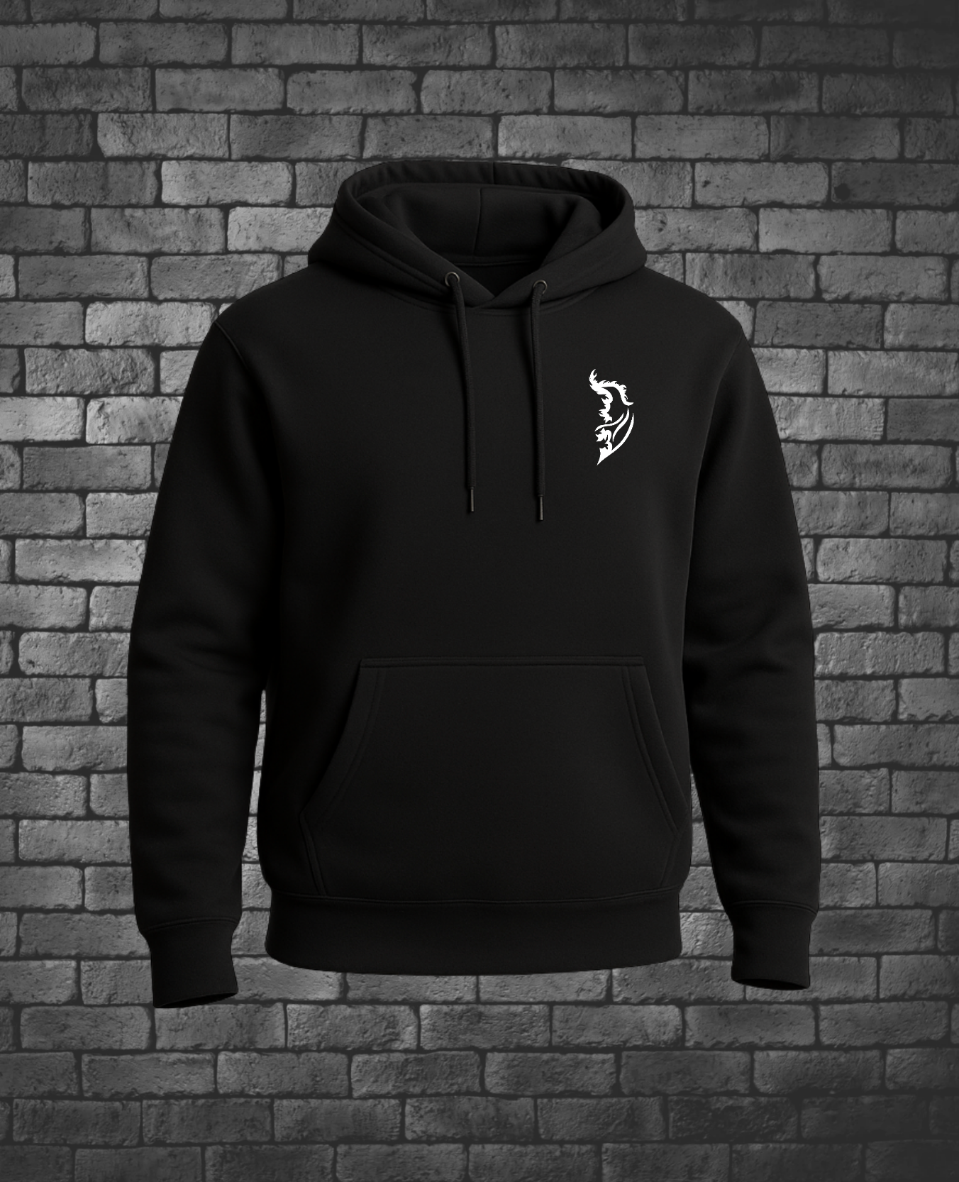 White Angel Wing Logo on front left chest