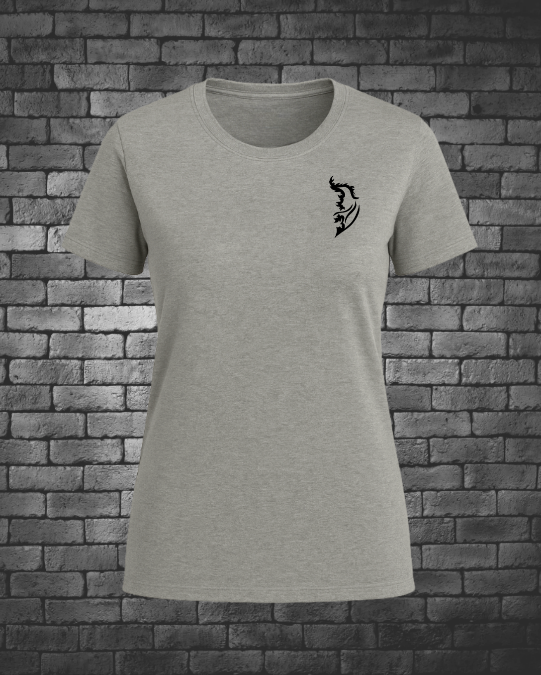 Black Angel Wing logo on front left chest
