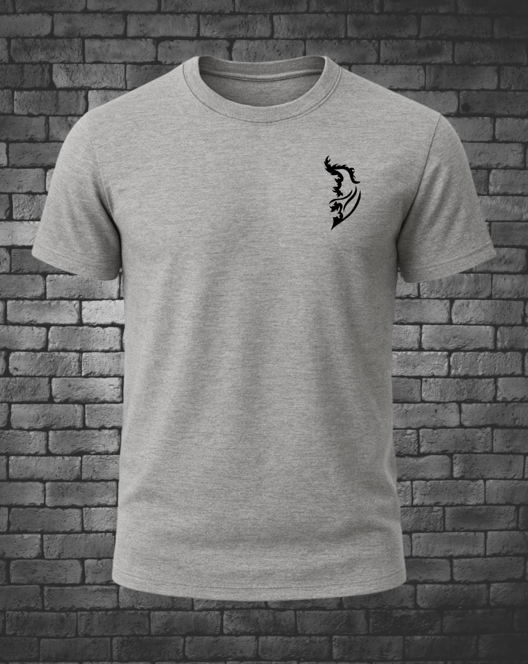 Black Angel Wing logo on front left chest