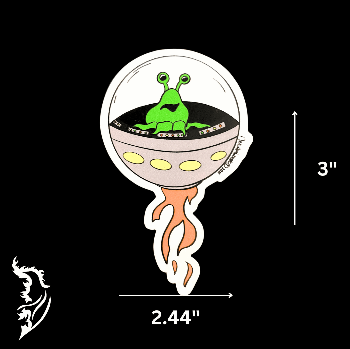 Alien Spaceship Hand - drawn Vinyl Sticker