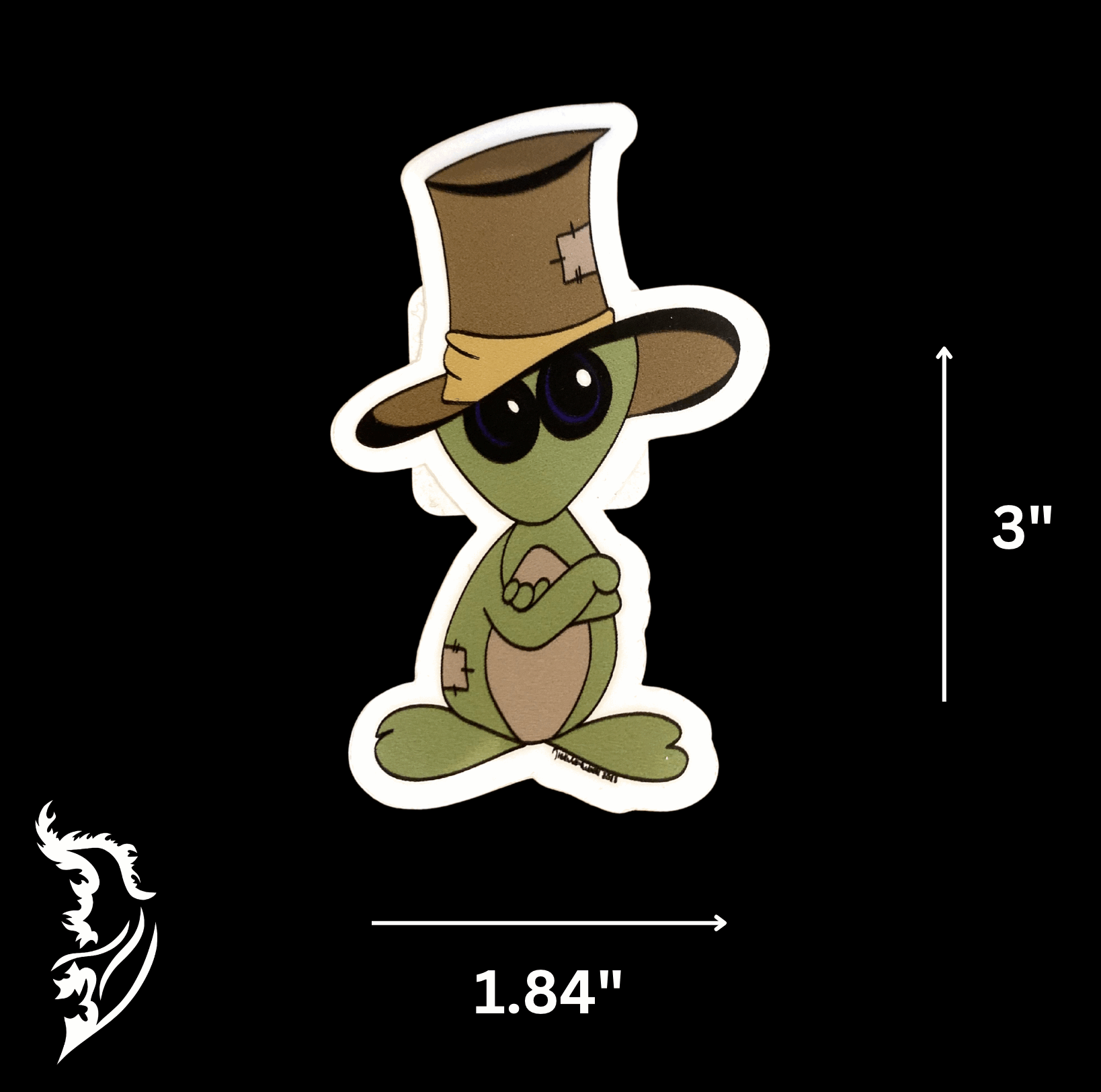 Alien with Top Hat Hand - drawn Vinyl Sticker