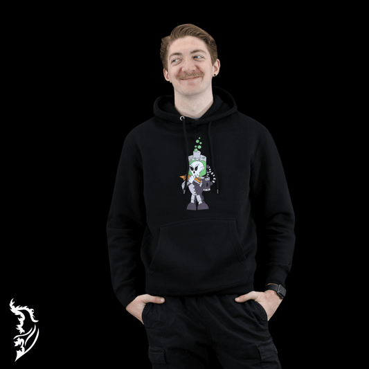 Cyborg Skeleton Fleece Lined Hand - drawn Hoodie