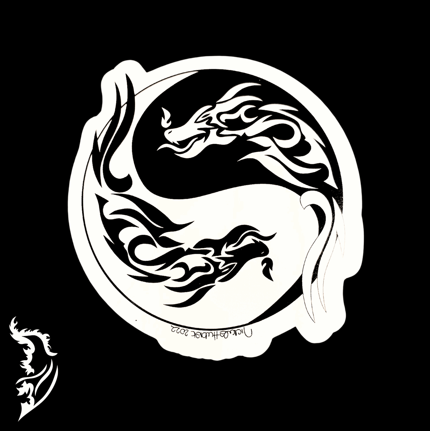 Dragon Yin & Yang Hand - drawn Vinyl Sticker