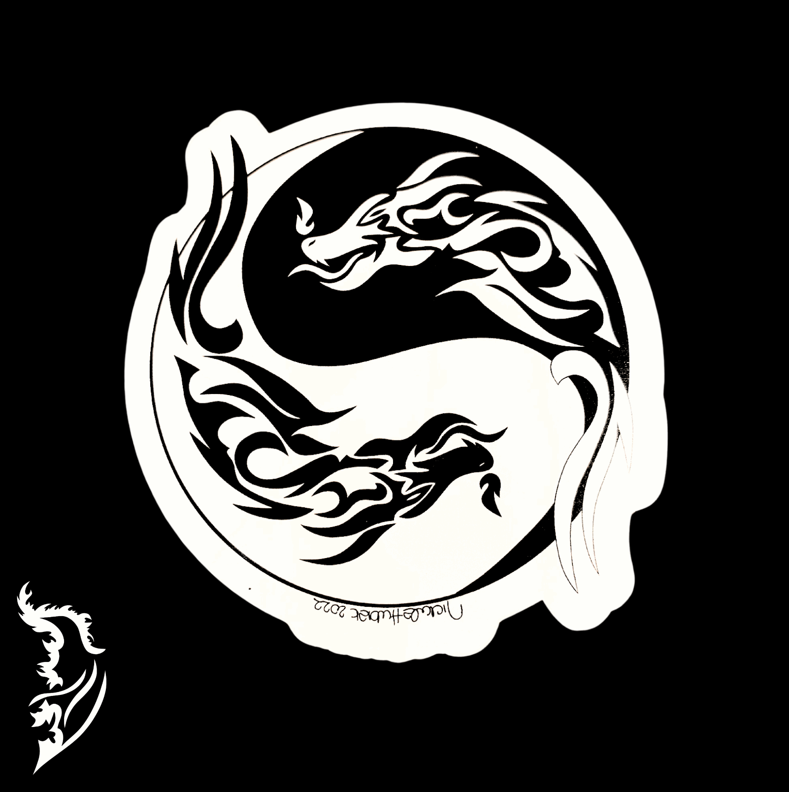 Dragon Yin & Yang Hand - drawn Vinyl Sticker
