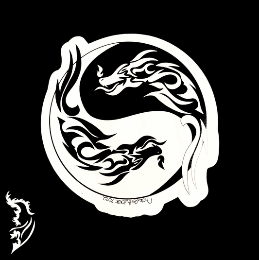 Dragon Yin & Yang Hand - drawn Vinyl Sticker