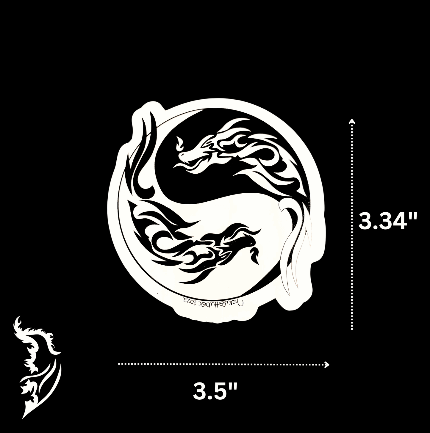 Dragon Yin & Yang Hand - drawn Vinyl Sticker