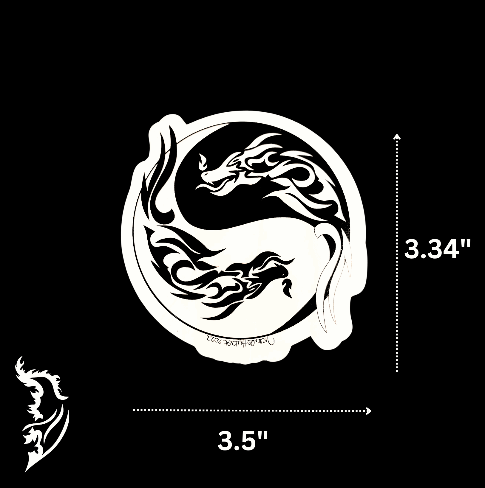 Dragon Yin & Yang Hand - drawn Vinyl Sticker
