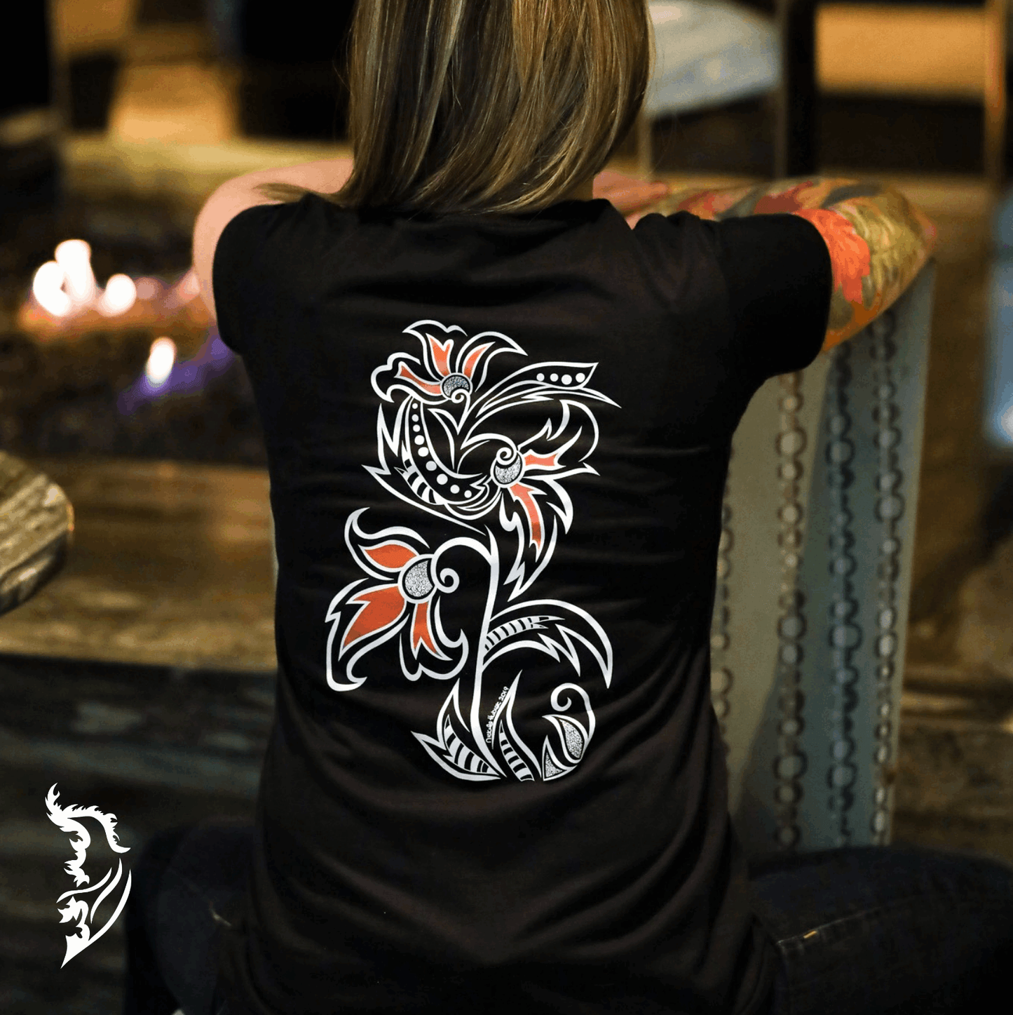 Fire Flower Hand - drawn Ladies T-Shirt