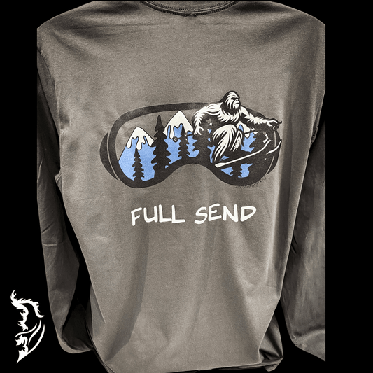 Full Send - Sasquatch Skiing Hand - drawn Long Sleeve