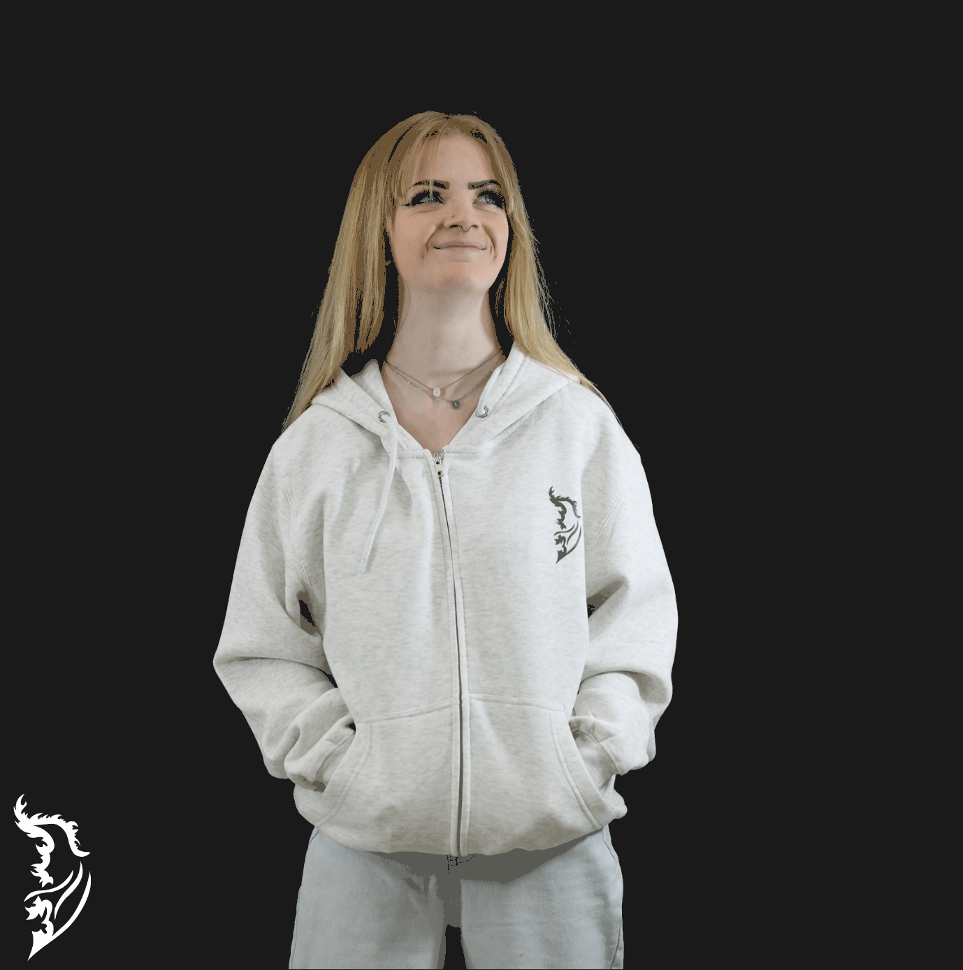 Gears & Flowers Zip Up Hand - drawn Hoodie