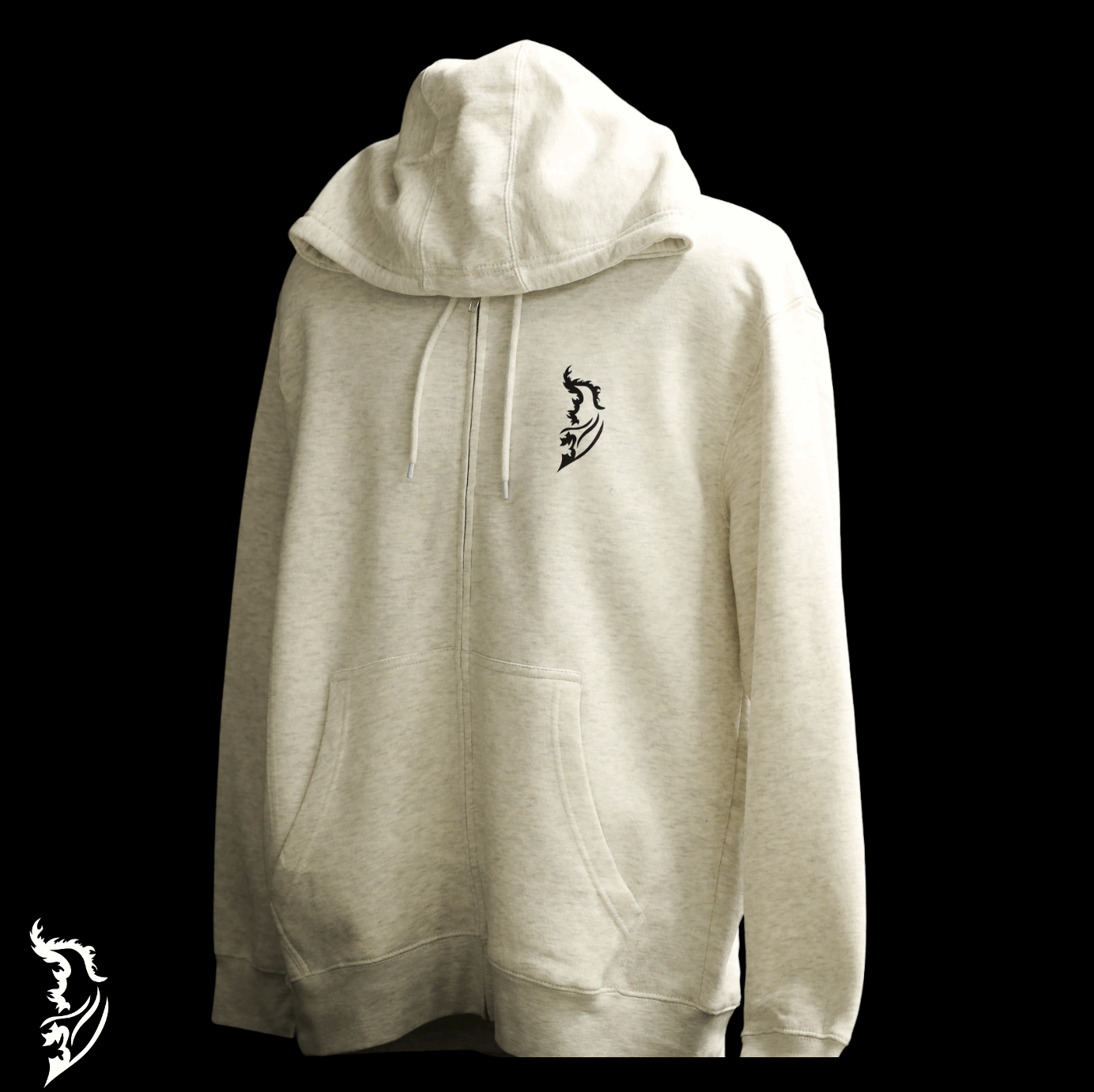 Gears & Flowers Zip Up Hand - drawn Hoodie