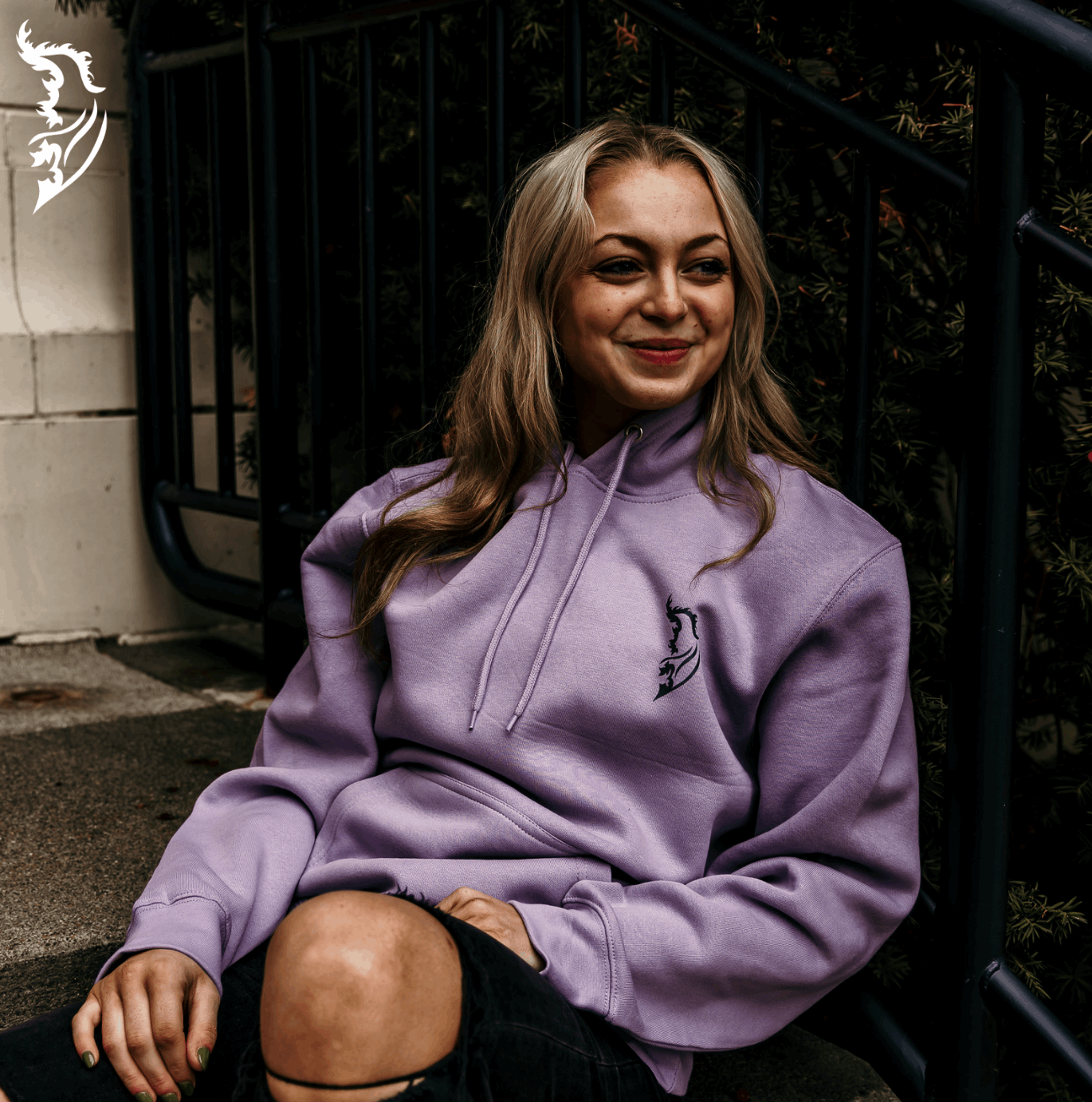 Lady on a Pedestal Hand - drawn Fleece Hoodie