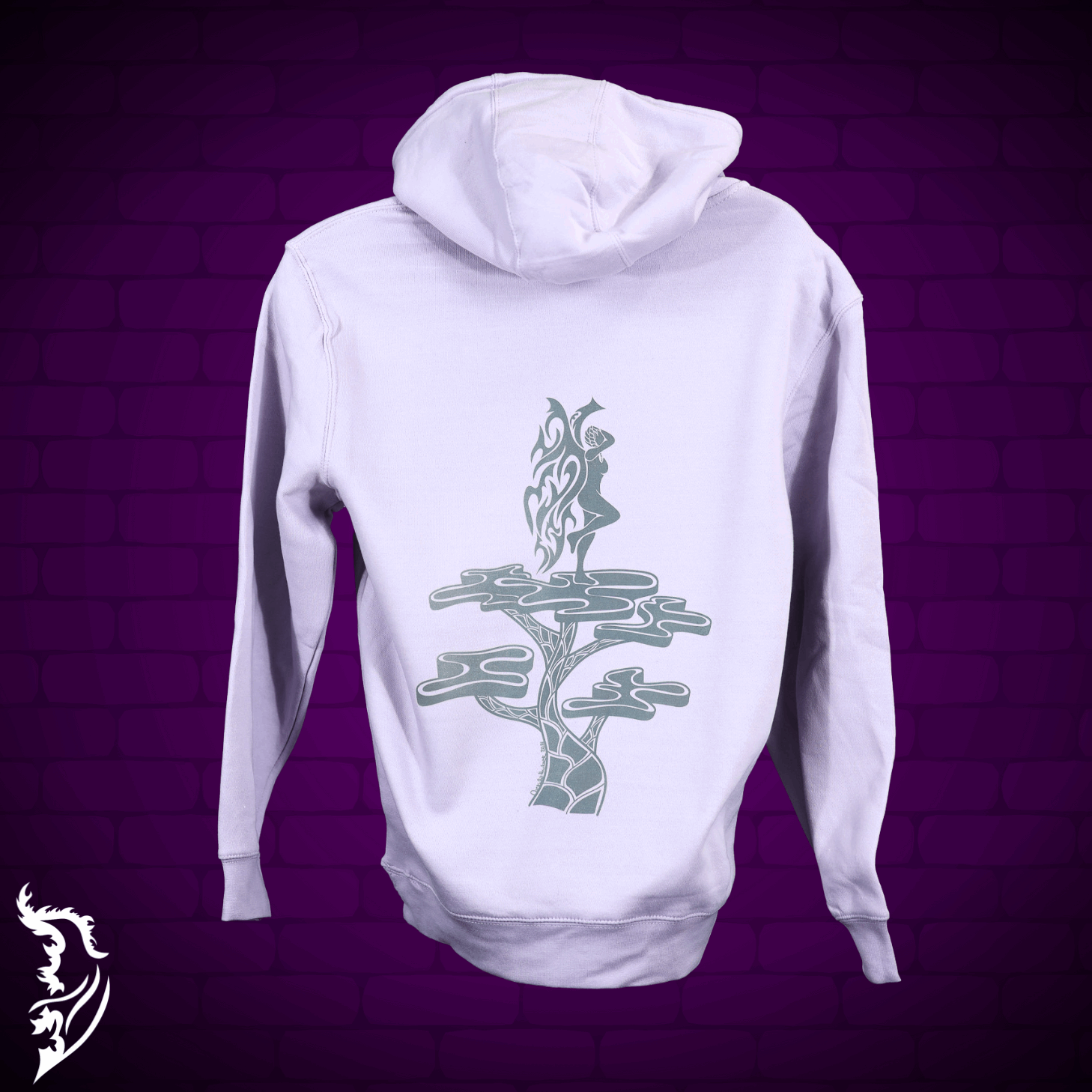 Lady on a Pedestal Hand - drawn Fleece Hoodie