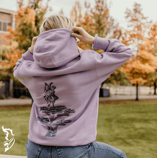 Lady on a Pedestal Hand - drawn Fleece Hoodie