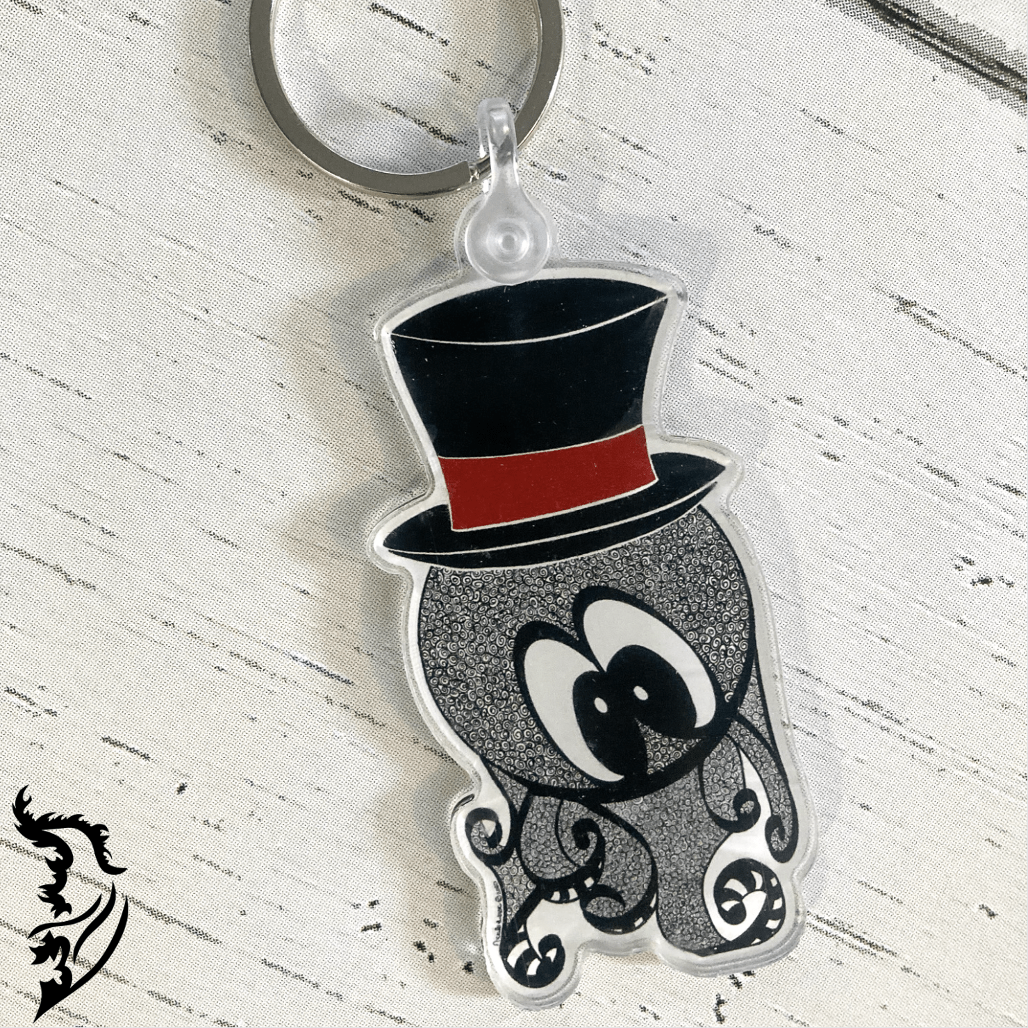 Octopus with Top Hat Hand - drawn Key Chain
